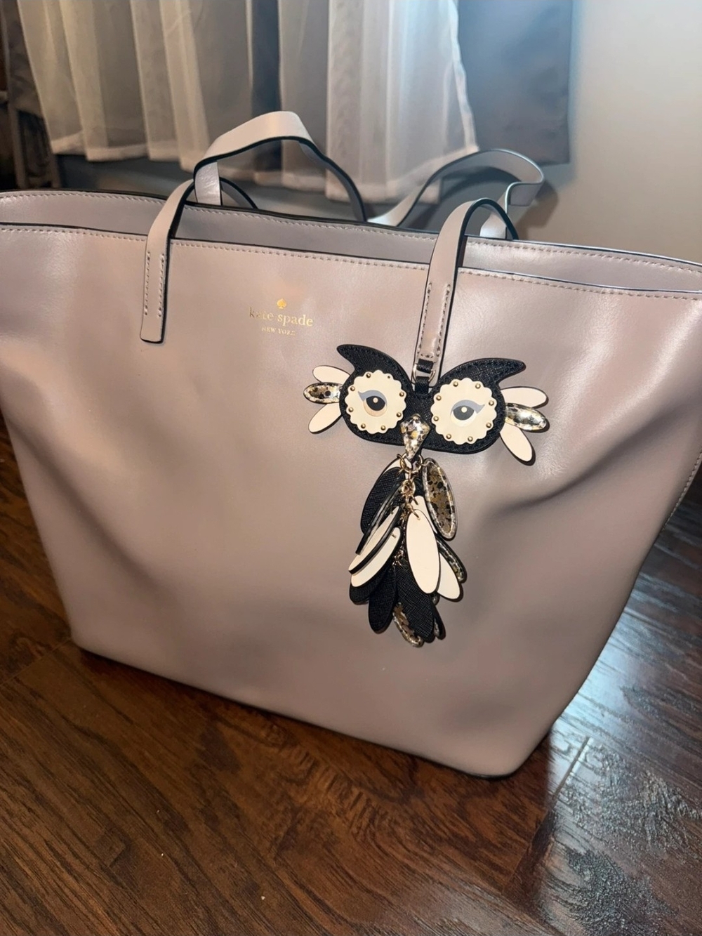 kate spade Lavender Tote Bag with Owl Charm